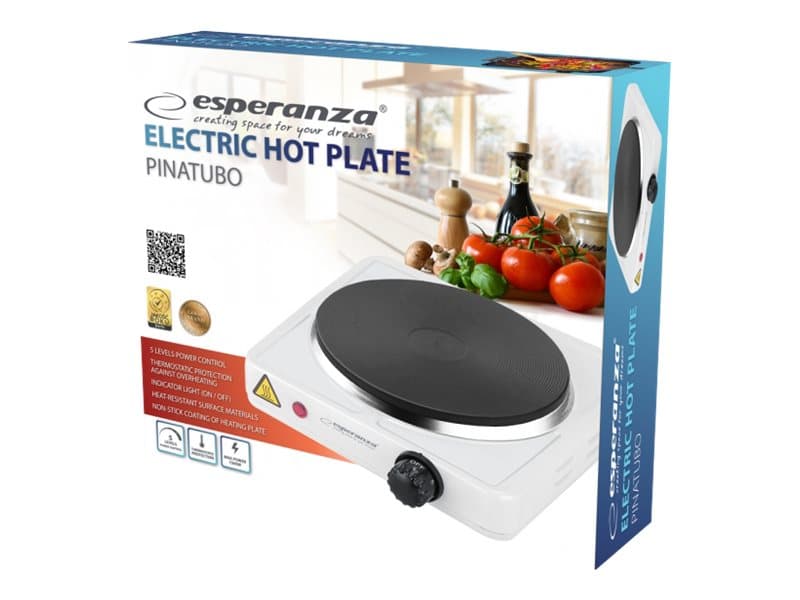 Esperanza PINATUBO - Sähkökäyttöinen keittolevy - 1,5 kW - valkoinen