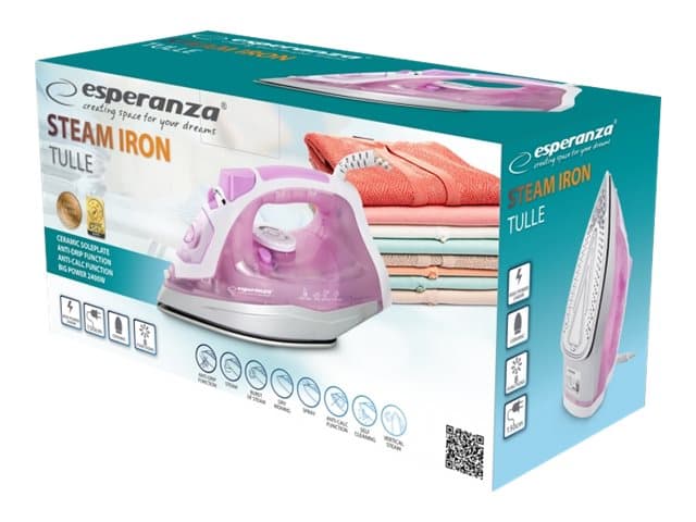 Esperanza EHI004, Kuiva- & höyrysilitysrauta, Keraaminen pohjalevy, 1,5 m, Purppura, Valkoinen, 220 - 240 V, 50 - 60 Hz