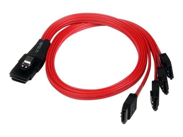 StarTech.com SAS8087S4R50, 0,5 m, 1 x SFF-8087, 4 x SATA, Uros/naaras, Musta, Punainen, 100 g