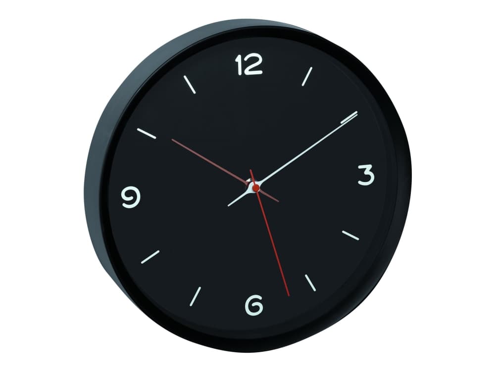 TFA-Dostmann 60.3056.01, Seinä, Quartz clock, Pyöreä, Musta, Muovi, Lasi
