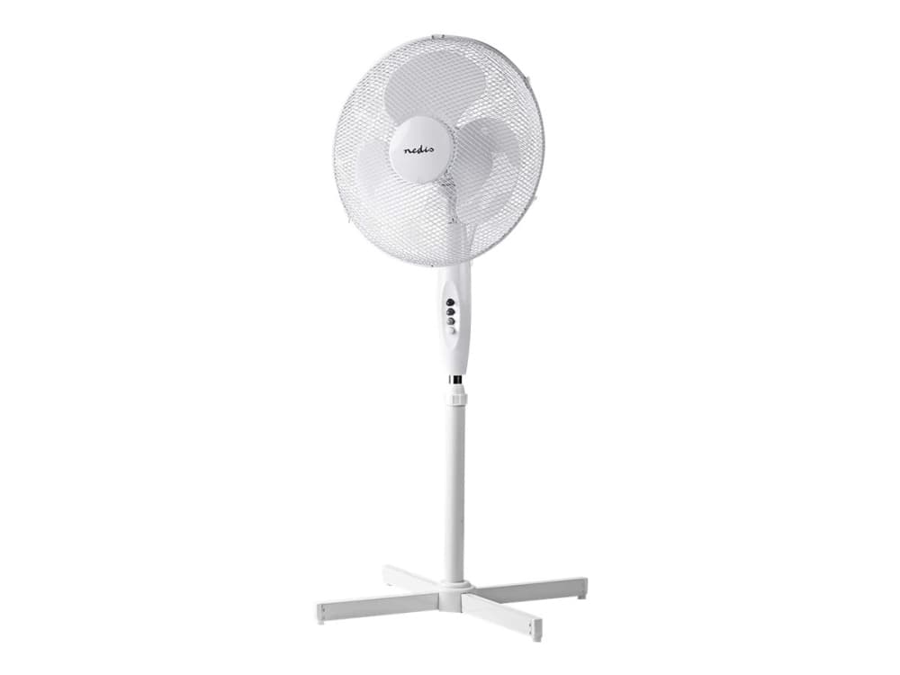 Nedis FNST10CWT40, Kotitaloustuuletin lavoilla, Valkoinen, Lattia, Muovi, 40 cm, 1000 - 1200 mm