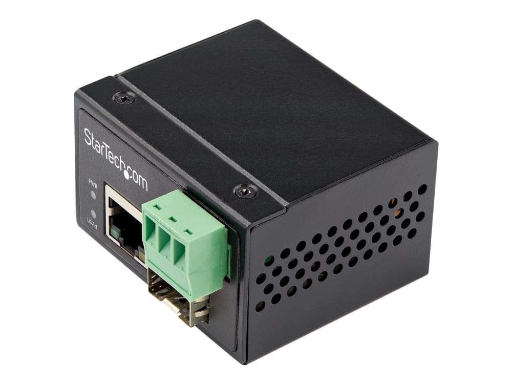 StarTech.com Teollisuuskuitu Ethernet-mediamuunnin, 100Mbps SFP RJ45/Cat6, Singlemode/Multimode optinen kuitu kupariverkkoon, 12-56V DC, IP-30/ -40 - +75C, Kuitu Ethernetiin - SFP RJ45-muunnin (IMC100MSFP) - Kuitu mediamuunnin - 100Mb LAN - 100Base-FX, 100Base-TX - RJ-45 / SFP (mini-GBIC)