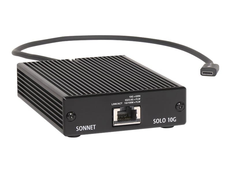Sonnet SOLO10G-TB3, Langallinen, Thunderbolt 3, Ethernet, 10000 Mbit/s, Musta