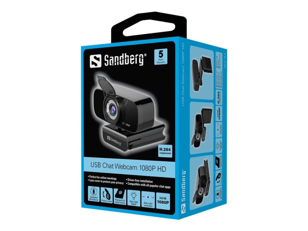 Sandberg 134-15, 2 MP, 1920 x 1080 pikseliä, Full HD, 30 fps, 1080p, H.264, M-JPEG, YUV