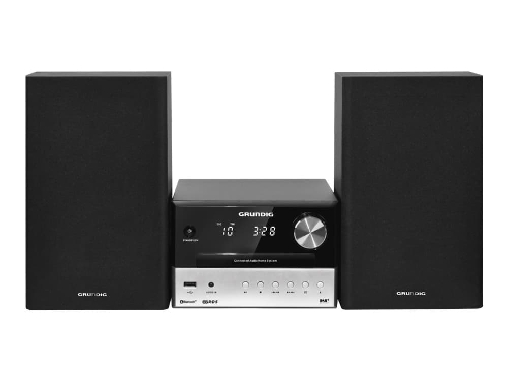 Grundig CMS 3000 BT DAB+, Kodin mikroaudiojärjestelmä, Musta, Hopea, 30 W, DAB+,FM,PLL,UKW, LED, MP3,WMA
