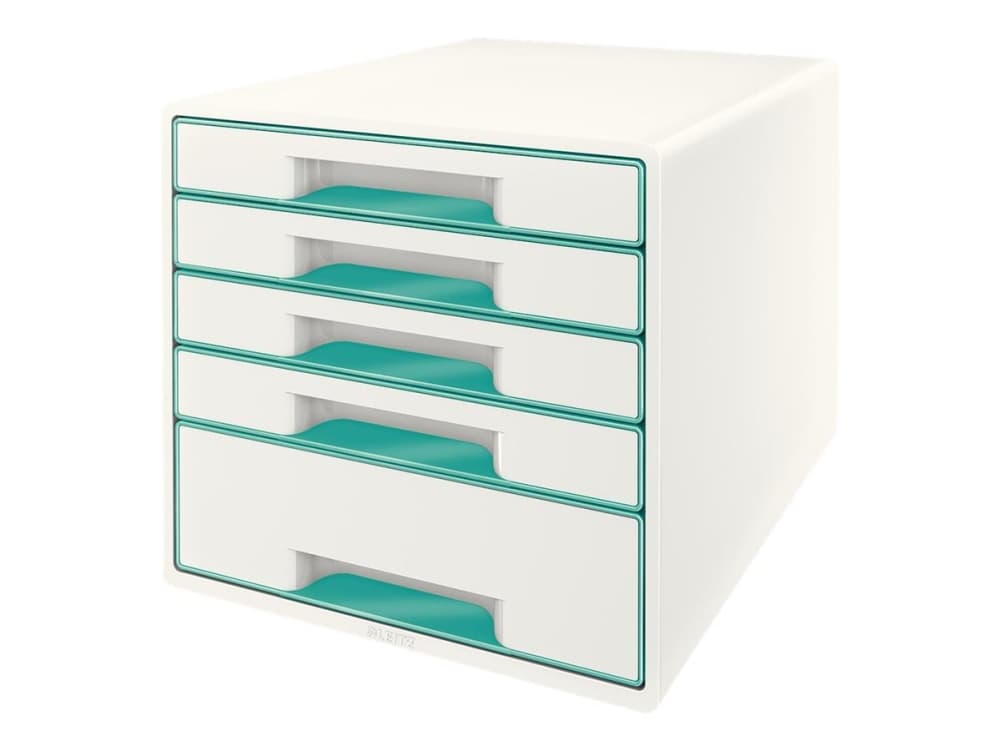 Leitz WOW vetolaatikosto 5-ltk, 5 laatikko(a), Muovi, Turkoosi, Valkoinen, 1 kpl, 287 mm, 270 mm