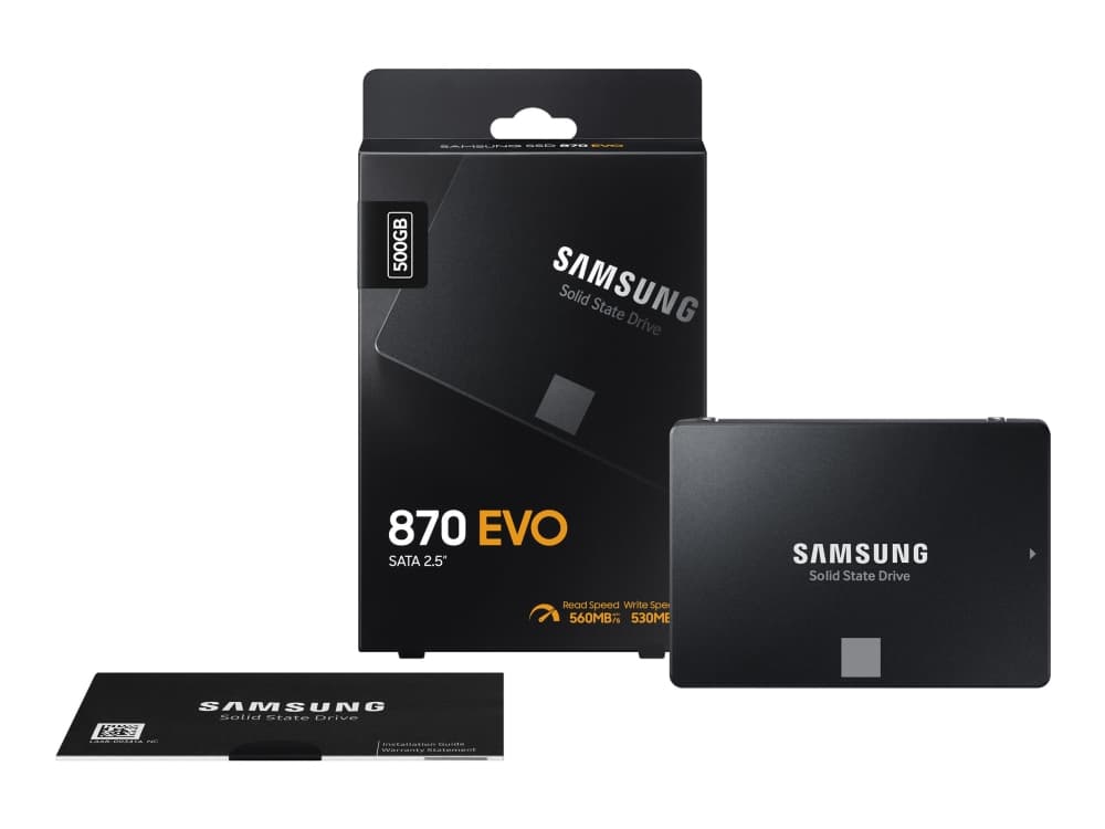 Samsung 870 EVO MZ-77E500B - SSD - krypteret - 500 GB - sisäinen - 2,5 - SATA 6Gb/s - puskuri: 512 MB - 256-bittinen AES - TCG Opal-salausmenetelmä