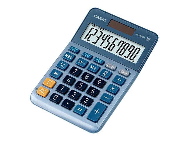 Casio MS-100EM, Työpöytä, Näyttölaskin, 10 lukua, Akku, Monivärinen