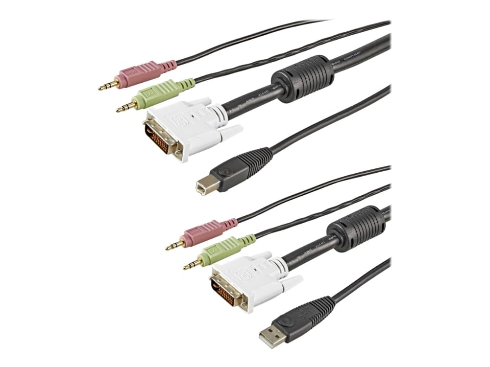 StarTech.com 6 ft 4-in-1 USB DVI KVM-kaapeli äänellä ja mikrofonilla - DVI KVM-kaapeli - USB KVM-kaapeli - KVM-kytkentäkaapeli (USBDVI4N1A6) - Näppäimistö / video / hiiri / audio-forlængerkabel - USB, stereo mini-jackstik, DVI-I til stereo mini-jackstik, USB Type B, DVI-I - 1,8 m - lajittelu - P/N: SV231DVIUA, SV231UADVI, SV431DVIUA, SV431DVIUAGB, SV565FXDUSA - varten