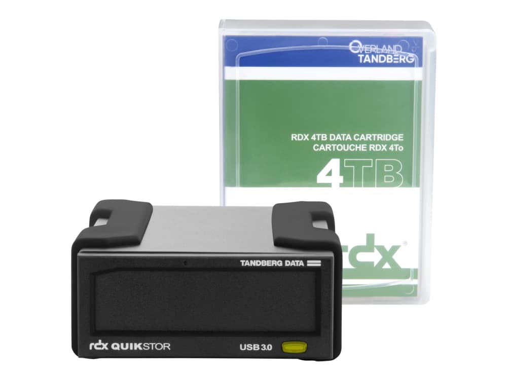 Overland Tandberg RDX QuikStor - Disk drev - RDX-kasetti - SuperSpeed USB 3.0 - ekstern - med 4 TB kassettea
