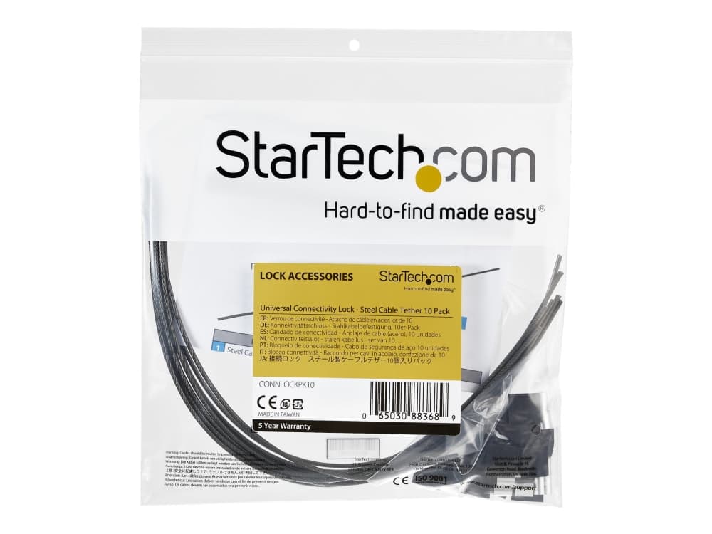 StarTech.com CONNLOCKPK10, Kaapelin kiinnitysvaijeri, Lattia, Musta