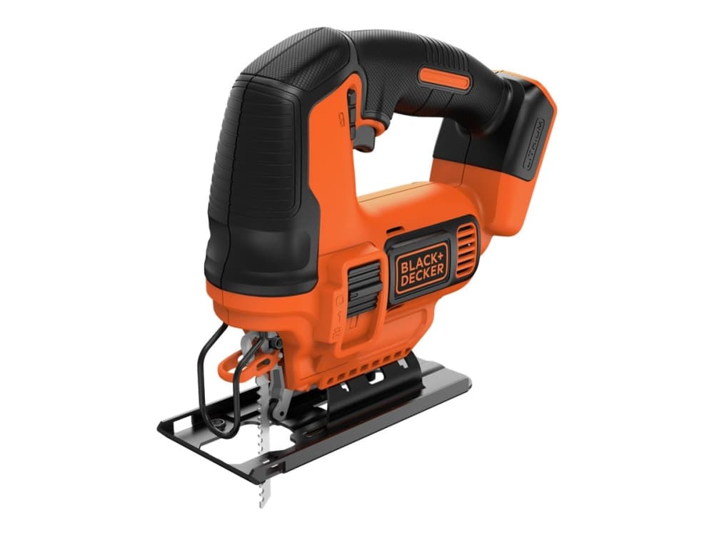 Black & Decker BDCJS18N, Kaarikahva, Musta, Oranssi, 45°, Laminaatti, Muovi, Puu, 5,5 cm, 1,9 cm