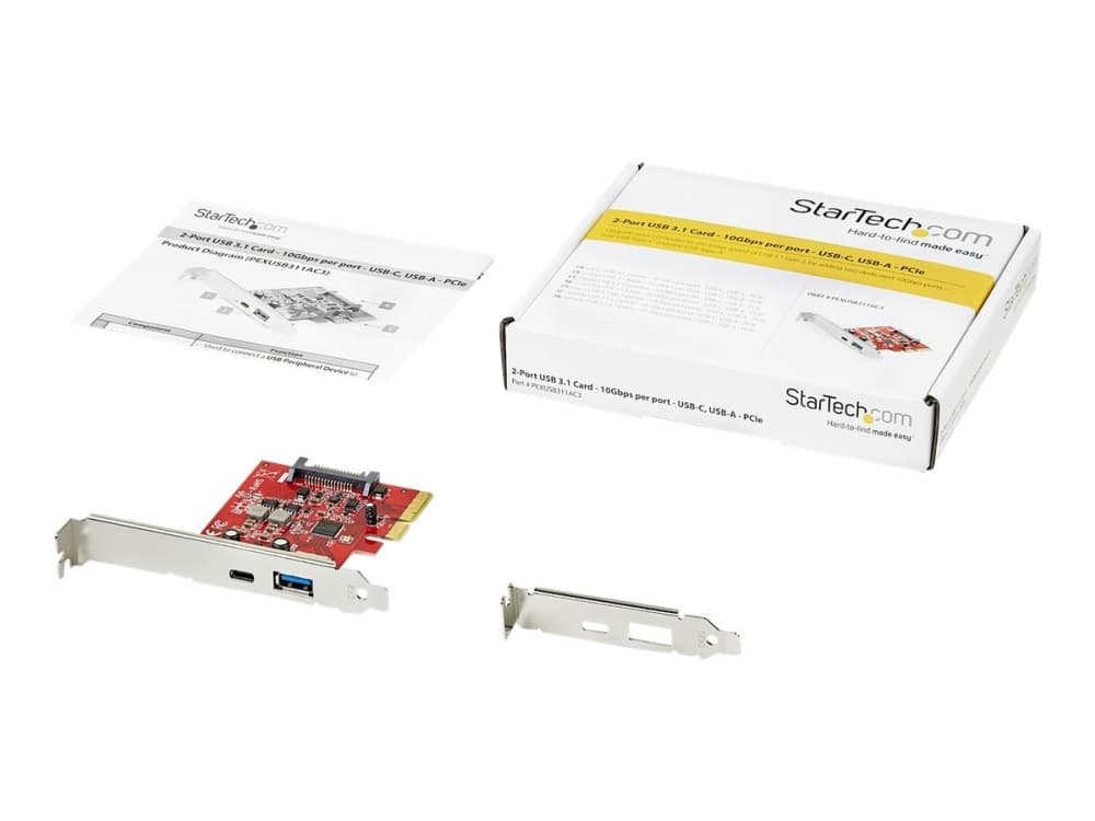 StarTech.com PEXUSB311AC3, PCIe, USB 3.2 Gen 2 (3.1 Gen 2), Full-height / Low-profile, PCIe 3.0, Punainen, 2684396 h