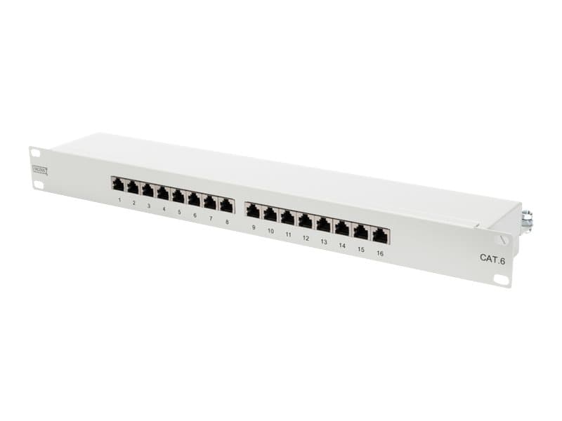 DIGITUS Professional DN-91616S-B - Liitäntäpaneeli - stativmonitori - RJ-45 X 16 - lajittelu, RAL 9005 - 1U - 19
