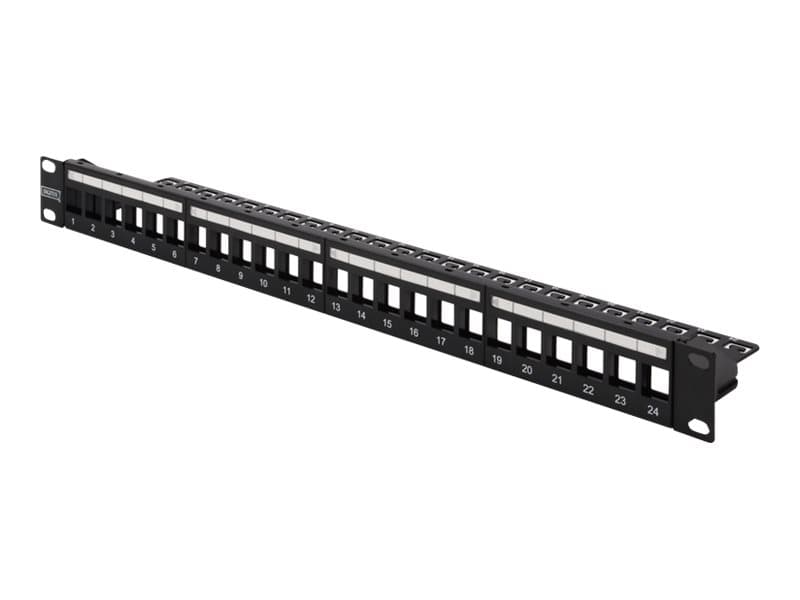 Digitus DN-91411-LF, Cat5e, Cat6, Cat6a, Musta, Akryylinitriilibutadieenistyreeni (ABS), Terästä, Telinekiinnitys, 1U, -20 - 75 °C