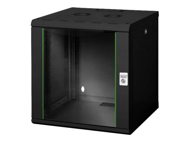 Digitus DN-19 12U-6/6-SW, Seinään asennettava laitekehikko, 12U, 100 kg, Näppäinlukko, Kotelon kiskot, Musta