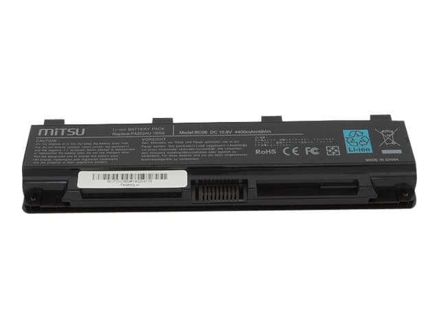 MiTSU BC/TO-C850 - Batteri til bærbar computer (svarende til: Toshiba PA5036U-1BRS, Toshiba PA5023U-1BRS, Toshiba PA5027U-1BRS, Toshiba PABAS259, Toshiba PABAS263, Toshiba PA5024U-1BRS, Toshiba PA5025U-1BRS, Toshiba PA5109U-1BRS, Toshiba PABAS261, Toshiba PABAS272, Toshiba PA5026U-1BRS, Toshiba PABAS262) - Litiumion - 6-cellet - 4400 mAh - 49 Wh - for Dynabook Satellite Pro C40 Tecra A50 Toshiba C40 Qosmio X70 Satellite C50, C55, C70