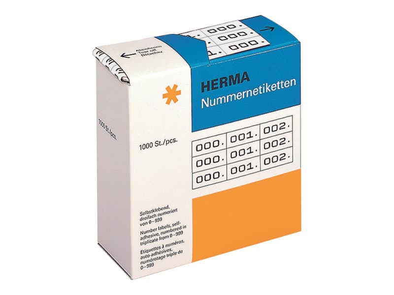 HERMA - Musta, valkoinen - 10 x 22 mm 3000 tarraa (1000 arkkia x 3) itseliimautuvat numerotarrat (1000 arkkia x 3)