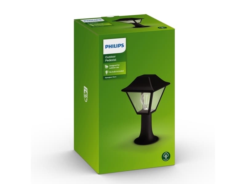 Philips myGarden Alpenglow pylväsvalaisin 60W E27 (ei sisällä lamppua), Ulkotilojen jalka-/tolppavalaistus, Musta, Alumiini, Lasi, IP44, Puutarha, Patio, I