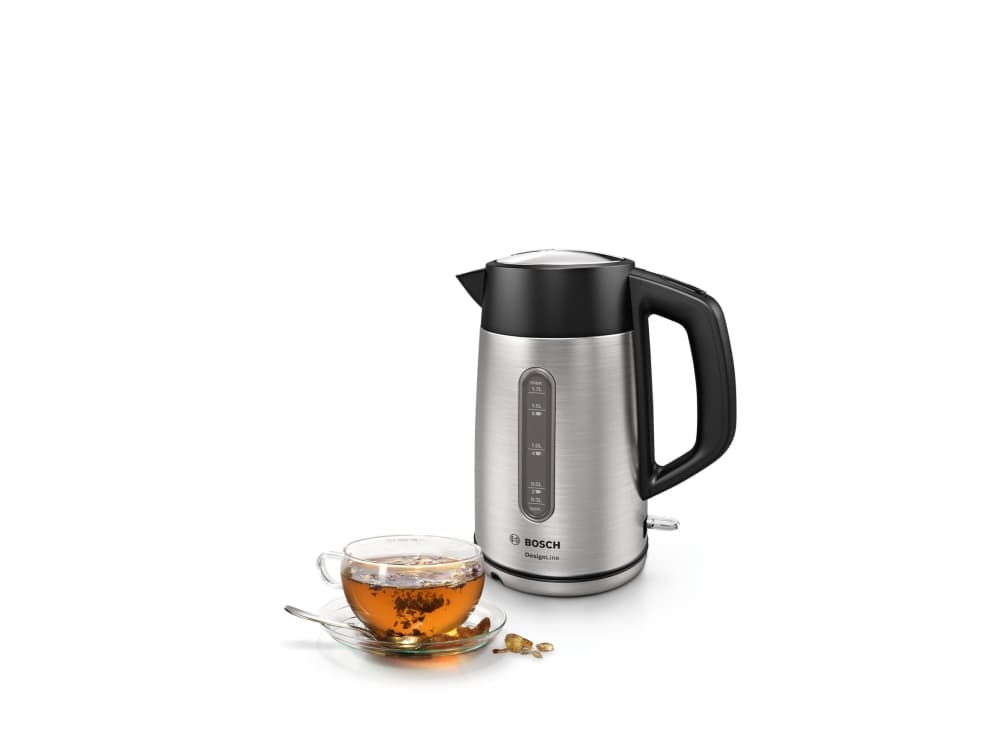 Bosch TWK4P440, 1,7 L, 2400 W, Musta, Ruostumaton teräs, Ruostumaton teräs, Veden tason ilmaisin, Ylikuumenemissuoja