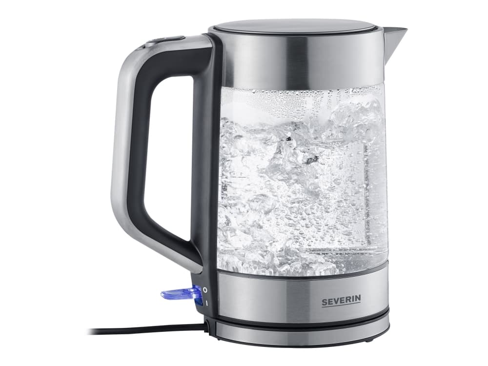 Severin WK 3420, 1,7 L, 2200 W, Musta, Ruostumaton teräs, Läpinäkyvä, Lasi, Ruostumaton teräs, Veden tason ilmaisin, Ylikuumenemissuoja