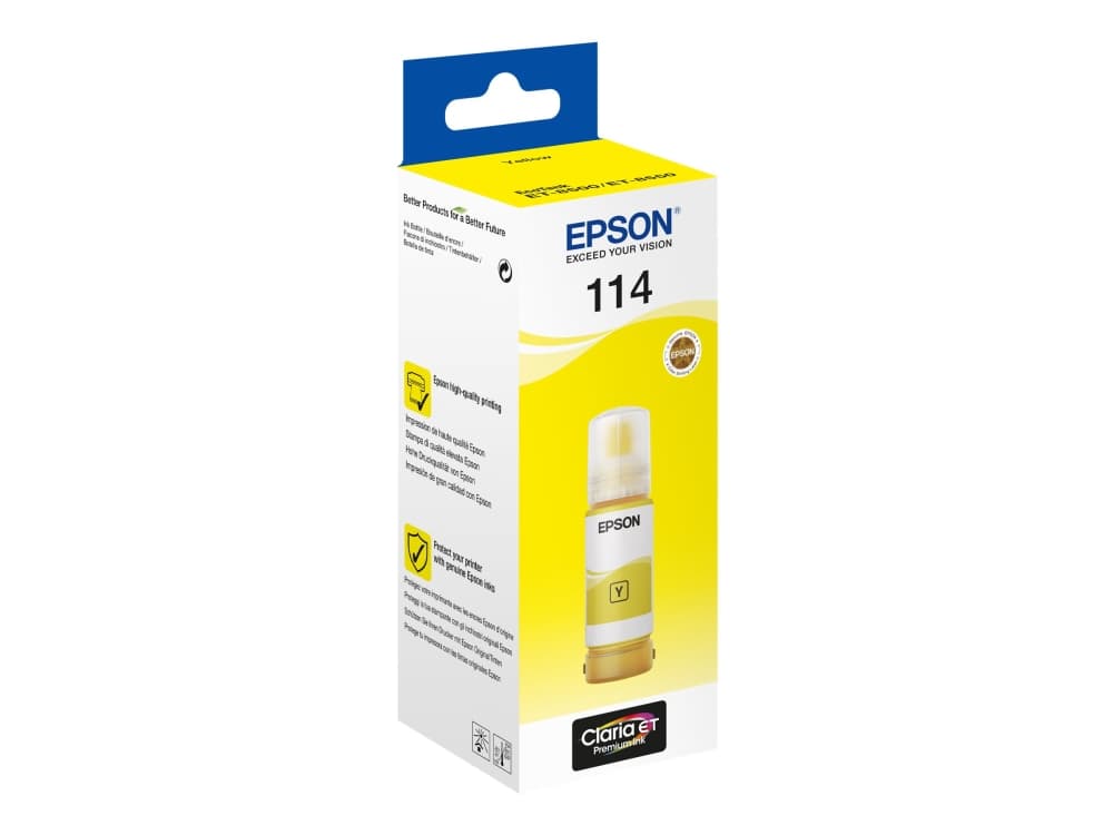 Epson 114 EcoTank Yellow ink bottle, Keltainen, Epson, EcoTank ET-8550 EcoTank ET-8500, Perusvärintuotto, 70 ml, Mustesuihku
