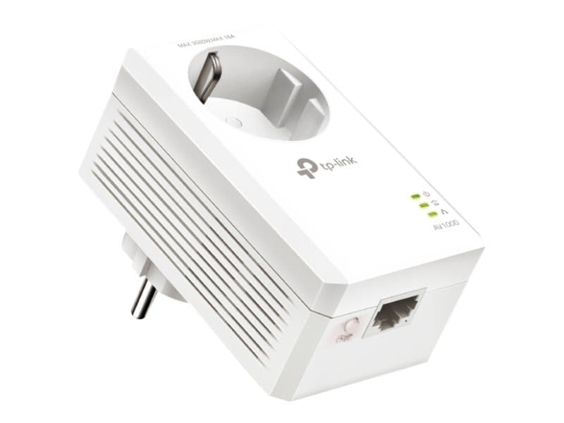 TP-Link Powerline TL-PA7017P AV1000 Gigabit Passthrough - Powerline-sovitin 1GbE, HomePlug AV (HPAV), HomePlug AV (HPAV) 2.0, IEEE 1901 - seinäpistokkeella liitettävissä