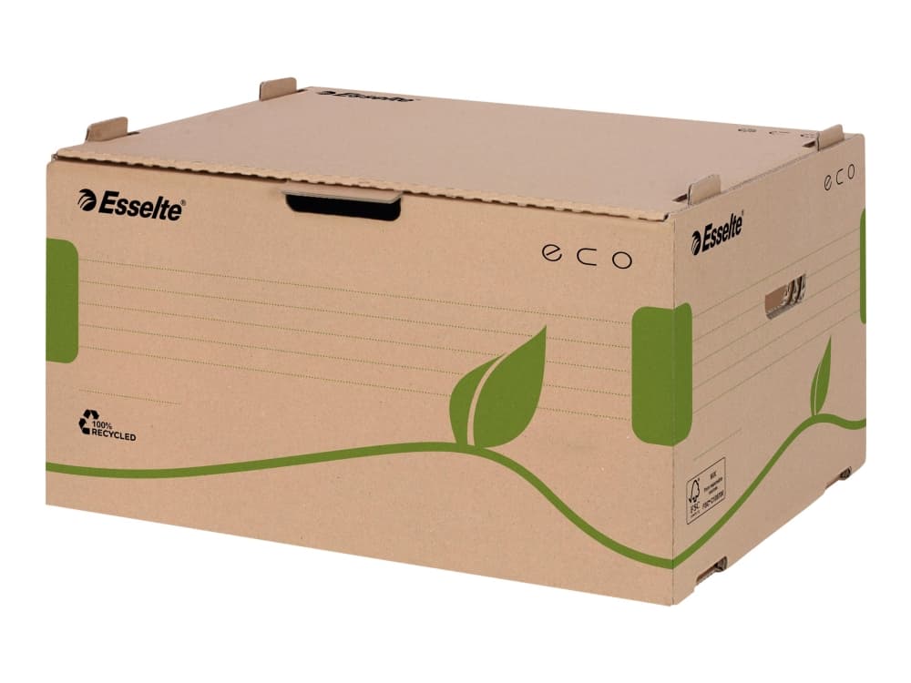 Esselte Eco kuljetuslaatikko FSC® 80/100 edestä auki, Ruskea, Vihreä, 500 g, 340 x 439 x 259 mm