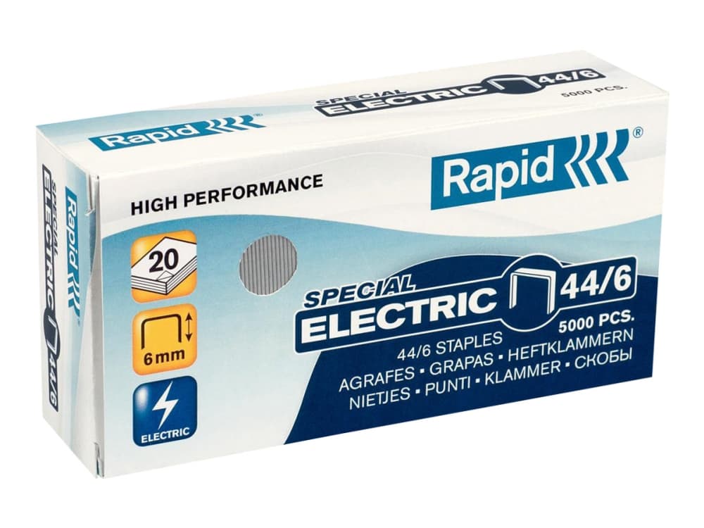 Rapid niitit Strong 44/6 Galvanoitu, 20 arkkia, 5000kpl, 6 mm, 5000 niitit, 44/6, Galvanoitu metalli, Metallinen, 30 mm