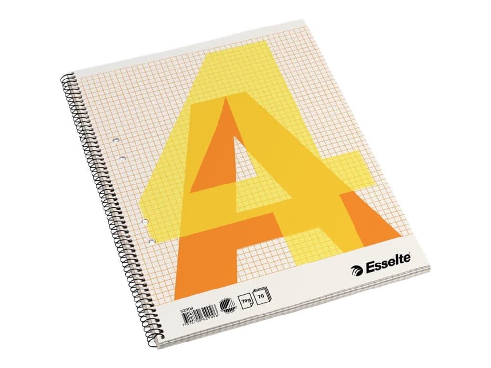 Esselte 62909, Yksivärinen, Oranssi, Valkoinen, Keltainen, A4, 70 arkkia, 70 g/m², Neliöpaperi