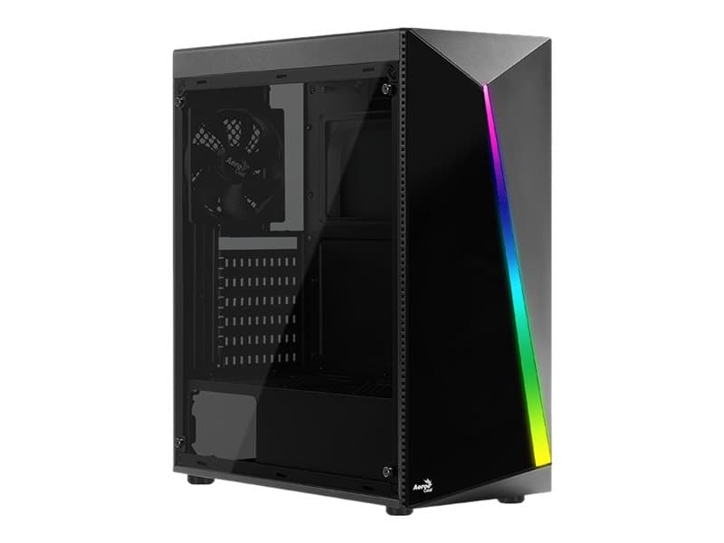AeroCool Shard - Tower - ATX - sidepanel med vindue (akryllisk) - ingen strømforsyning (ATX) - sort - USB/Lyd