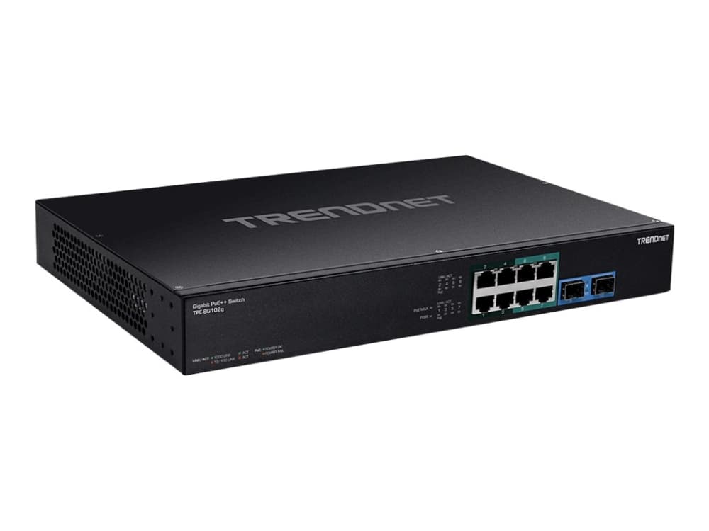 Trendnet TPE-BG102G, Hallitsematon, Gigabit Ethernet (10/100/1000), Täysin kaksipuolinen, Power over Ethernet -tuki, Telineasennus, 1U