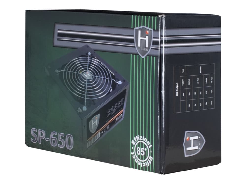 HiPower SP-650 - Virtalähde (sisäinen) - ATX12V 2.4 - AC 100/240 V - 650 Watt - aktiivinen PFC