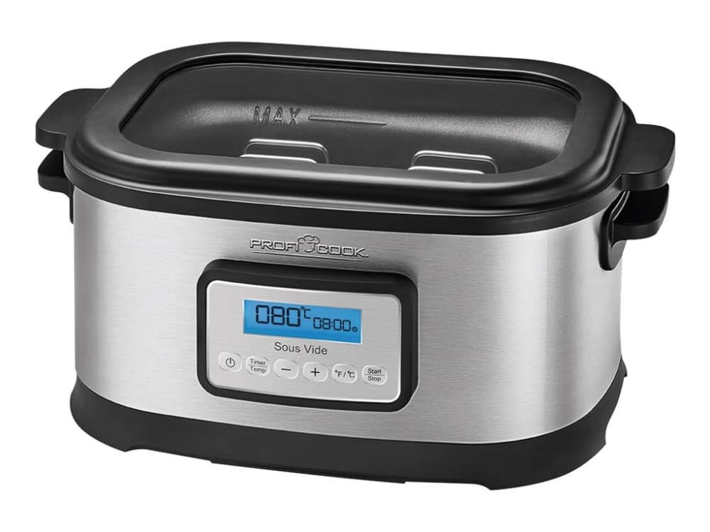 ProfiCook PC-SV 1112, 8 L, 520 W, 45 - 90 °C, 72 h, Musta, Ruostumaton teräs, LCD