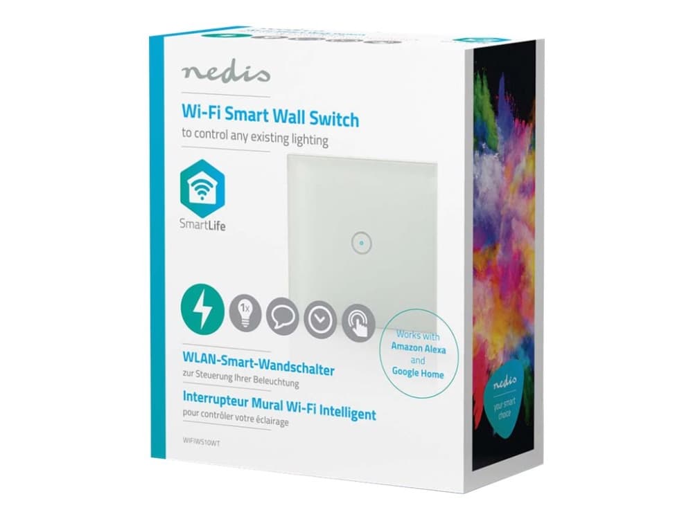 Nedis WiFi Smart Light Switch - Single - valokatkaisija - langaton - Wi-Fi - 2412 - 2462 Mhz - valkoinen
