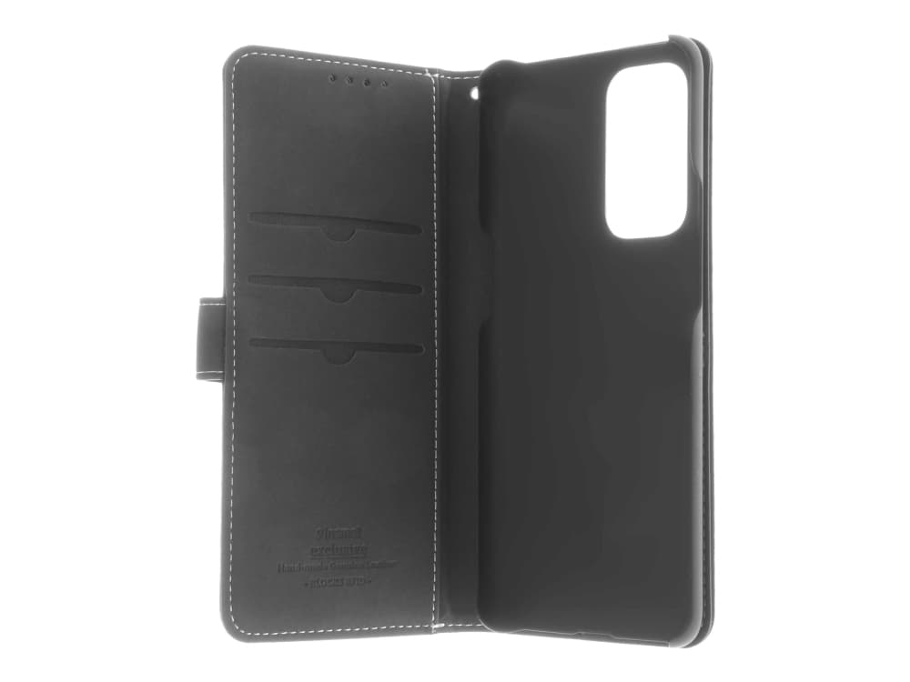 Insmat Exclusive - Flip cover matkapuhelimelle - aitoa nahkaa, paperia, pahvia, alumiinifoliota, termoplastista polyuretaania (TPU) - musta - OnePlus 9:lle