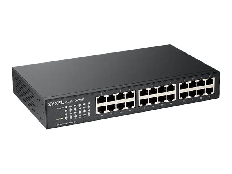 Zyxel GS1100-24E, Hallitsematon, Gigabit Ethernet (10/100/1000), Telineasennus, Seinäkiinnitteinen