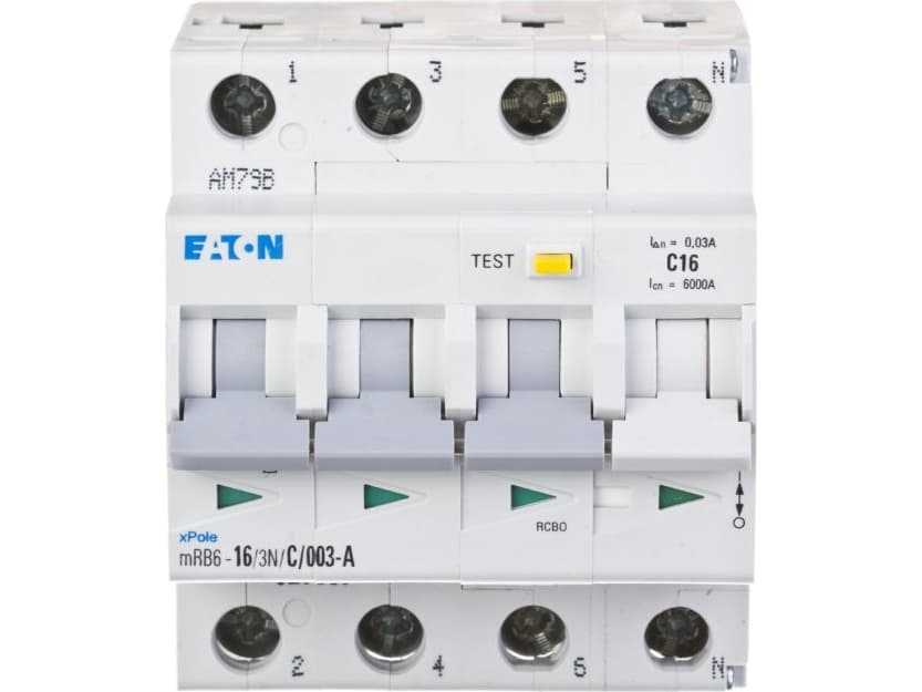 Yhdistelmäkytkin 16A 3P+N c-cart - Eaton Yhdistelmäkytkin 16A 3P+N 30ma 6ka c-cart mrb6-16/3n/c/003