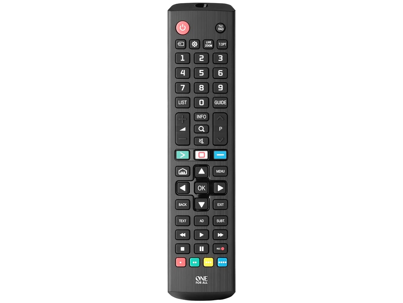 One For All TV Replacement Remotes LG-television vaihtokaukosäädin, TV, IR Langaton, Painikkeiden painaminen, Musta