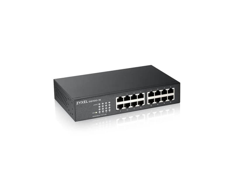 Zyxel GS-1100-16 V3 - Kytkin - 16 x 10/100/1000 - pöytäkone, telineeseen kiinnitettävä