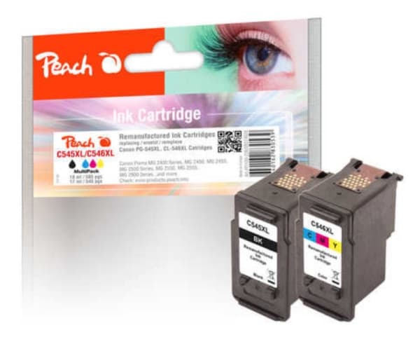 Peach PI100-226, Musta, Syaani, Magenta, Keltainen, 18 ml, 17 ml, Monipakkaus