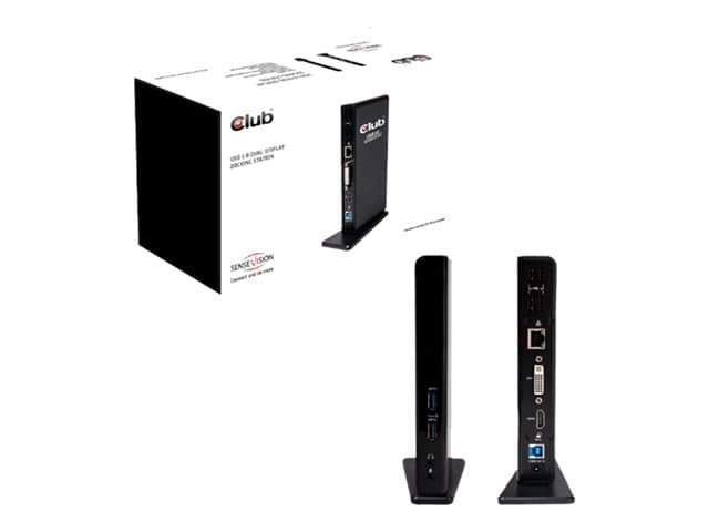 CLUB3D USB Gen1 Type A Dual Display Docking Station, Langallinen, USB 3.2 Gen 1 (3.1 Gen 1) Type-A, 1.4a, 3,5 mm, USB B-tyyppi, 10,100,1000 Mbit/s