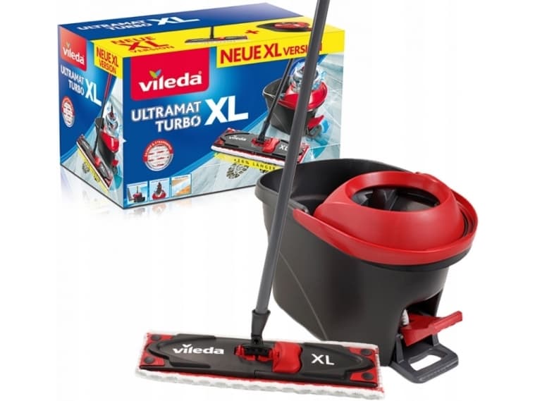 Vileda Ultramat Turbo XL, Laminaatti, Laatat, Puu, Kuiva ja märkä, Mikrokuitu, Musta, Punainen, 420 mm