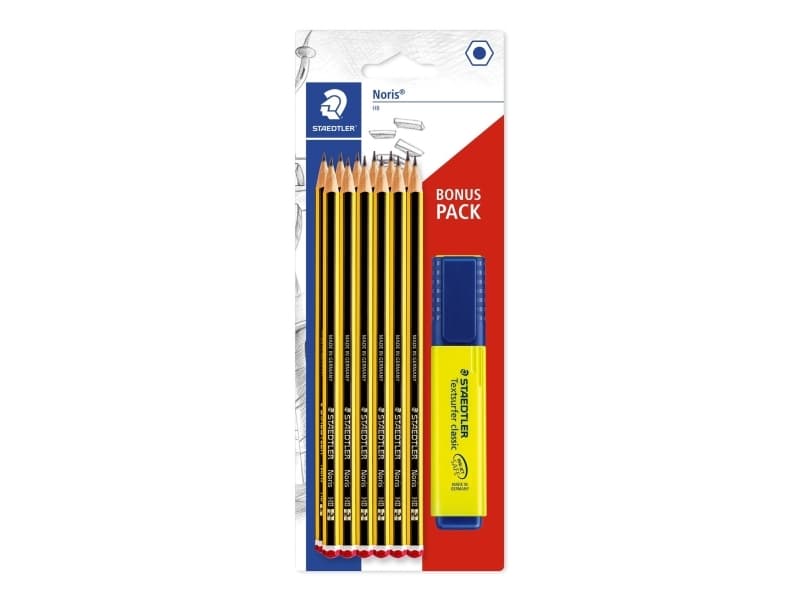 Staedtler 120 BK12P1, HB, Musta, Keltainen, Kahdeksankulmainen, PEFC, Kupla, 12 kpl