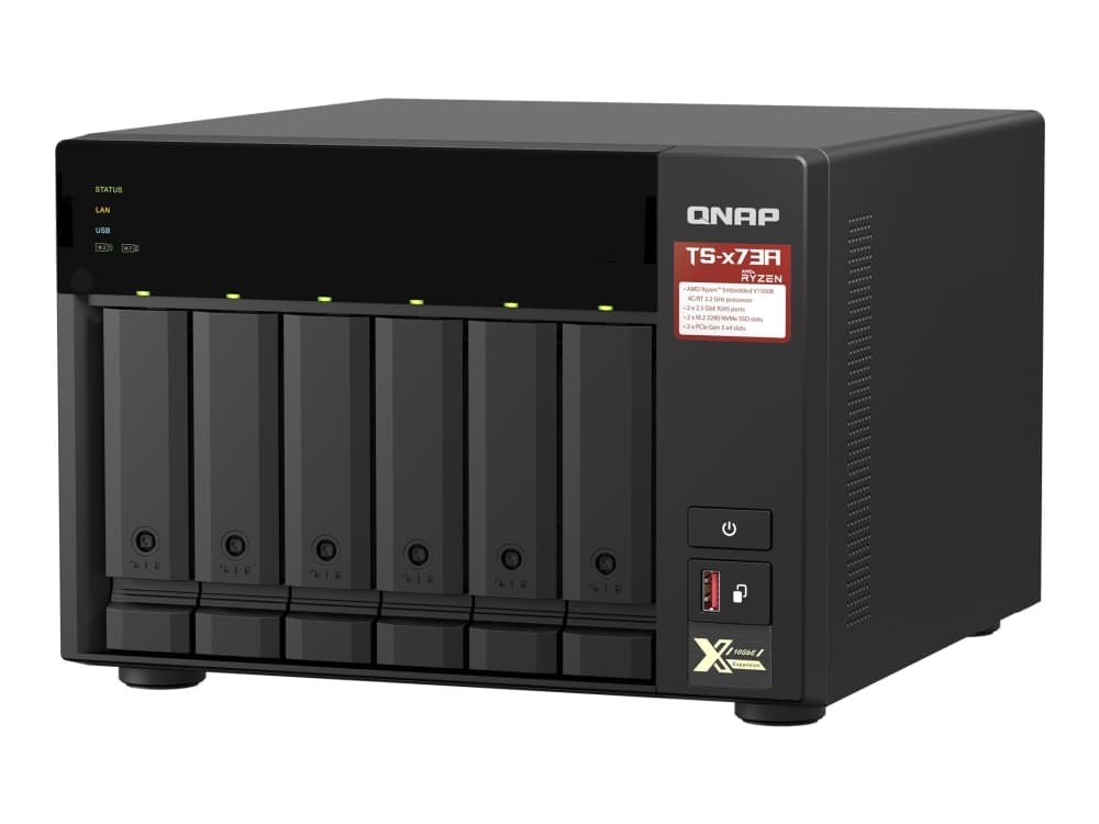 QNAP TS-673A, NAS, Tower, AMD Ryzen, V1500B, Musta