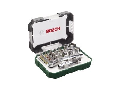 Bosch - Räikkäruuvinväännin ja bittisarja - 26 kpl - kotelossa