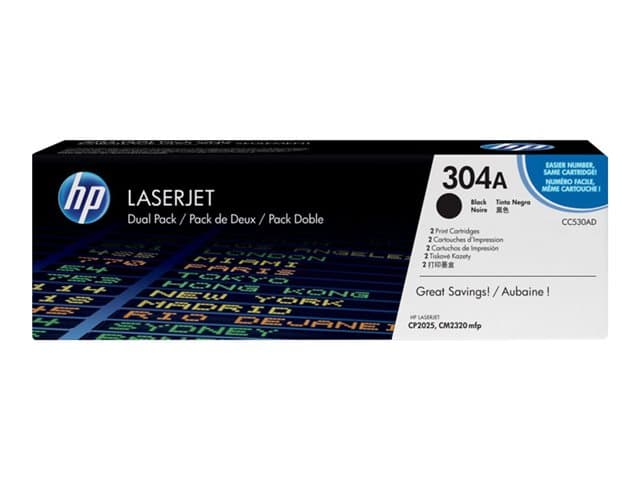 HP 304A, alkuperäinen musta LaserJet-värikasetti, kaksoispakkaus, 7000 sivua, Musta, 2 kpl