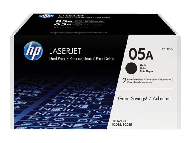 HP 05A, alkuperäinen musta LaserJet-värikasetti, kaksoispakkaus, 4600 sivua, Musta, 2 kpl