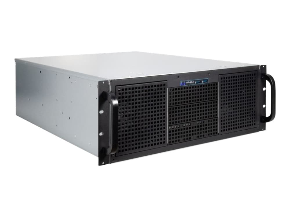 Inter-Tech 4U 40255, Teline, Palvelin, Musta, Harmaa, ATX, EATX, mikro ATX, Mini-ITX, SSI CEB, SSI EEB, Terästä, Hälytys, HDD, Verkko, Teho