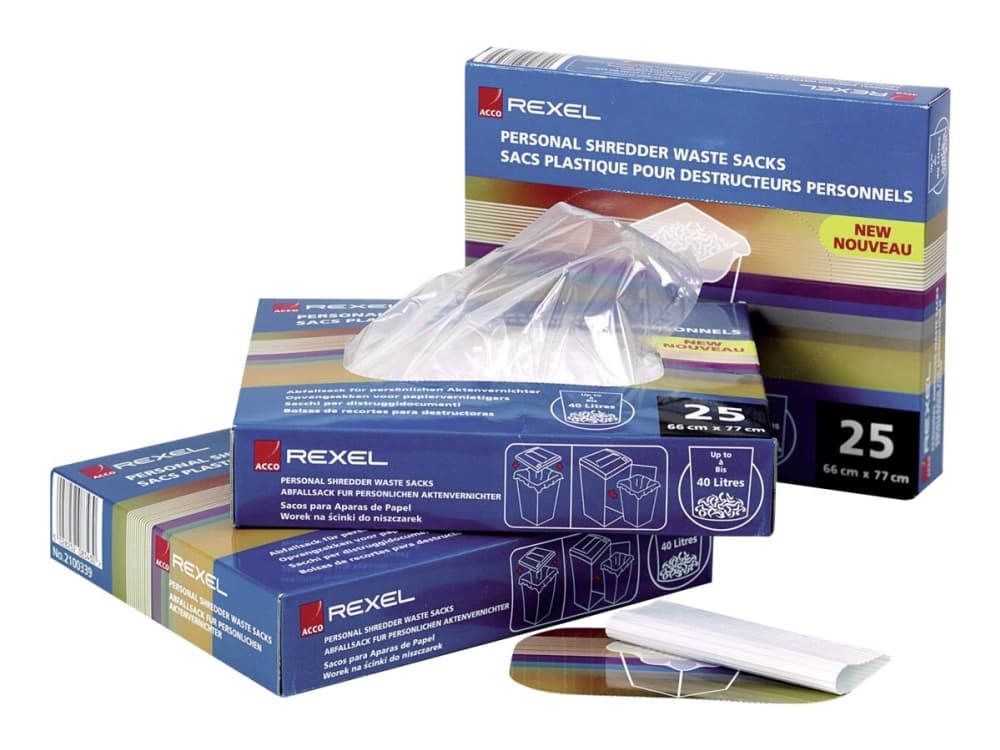 Rexel Paperintuhoojan silppusäkki Large Office 115L kapasiteetti (100 kpl), Laukku, 115 L, Polypropeeni (PP), Läpinäkyvä, Rexel RDS2050 / RDX1850 / RDM1150 / RDSM750 / RDS2270 / RDX2070 / RDM1170 / RDSM770 / RLS32 /..., 390 mm